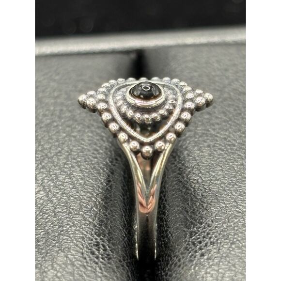 New Condition Sterling Silver Evil Eye Onyx Ring Size 7 - Picture 5 of 11